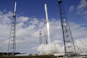 A United Launch Alliance Atlas V rocket, carrying an X-37B experimental robotic space plane, lifts off from launch complex 41 at the Cape Canaveral Air Force Station, Tuesday, Dec. 11, 2012, in Cape Canaveral