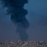 Smoke rises following an Israeli airstrike in the Gaza Strip.