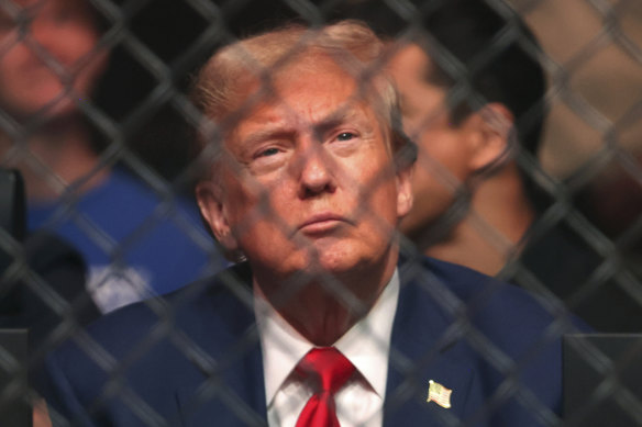 Donald Trump at the UFC 296 mixed martial arts event in Las Vegas earlier this month.