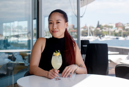 Cindy Tandinata enjoys a limoncello cocktail at Catalina Restaurant in Rose Bay 