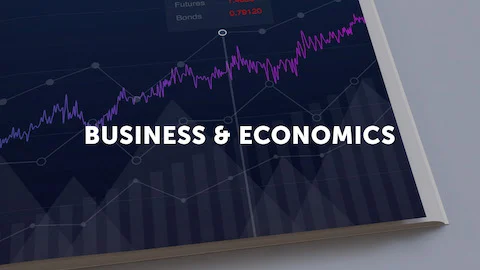 Photo of a self-published book on business with a graph representing the Lulu bookstore category business & economics