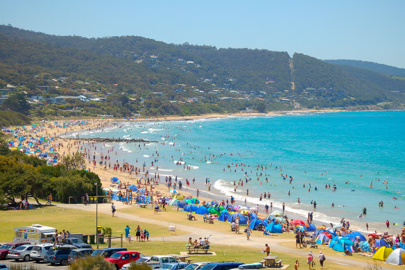 Many beachside towns, like Lorne on the Surf Coast, see their populations swell over summer.