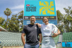 Western Force icons Matt Hodgson and Michaela Leonard at HBF Park.