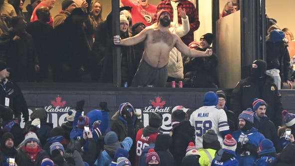 Shirtless Jason Kelce steals the show as brother Travis celebrates major Chiefs win