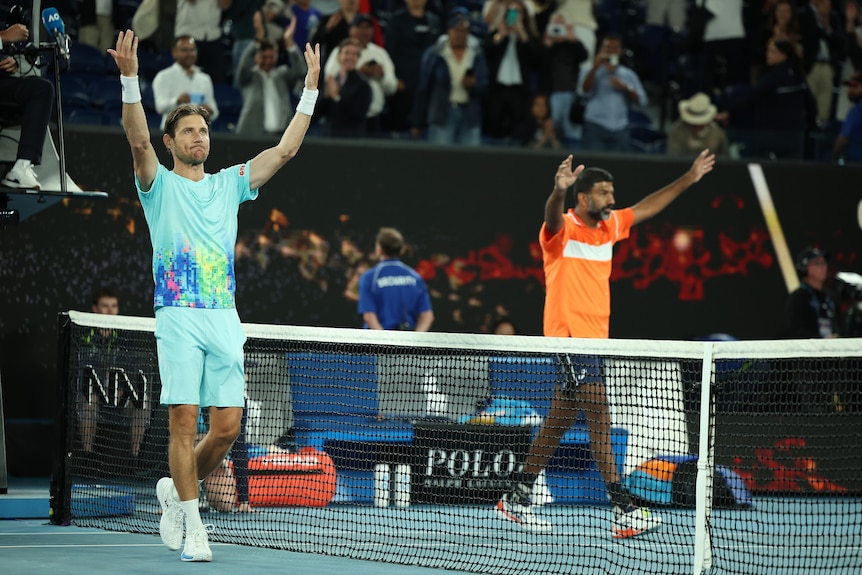 Matt Ebden and Rohan Bopanna celebrate winning the Australian Open