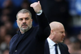 Ange Postecoglou directs his side in the 2-2 draw with Everton.