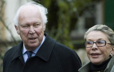 FILE - Prince Vittorio Emanuele from Savoy, left, and his wife Marina Doria, participate in a memorial service for the 100th birthday of the Polish-French artist Balthus, in Rossiniere, Switzerland, Friday, Feb. 29, 2008. Prince Vittorio Emanuele, son of Italys last king, Umberto II, has died. He was 86. The Savoy Royal House said in a statement that he died on Saturday, Feb. 3, 2024, in Geneva, Switzerland. Vittorio Emanuele was obliged to leave Italy for exile when he was only 9, after Italian