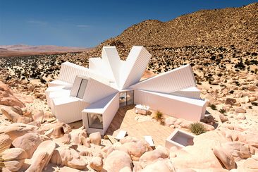 californian desert starburst house multiple shipping containers architecture 