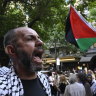 Pro-Palestine protestors congregated to support a Melbourne City Council motion for a ceasefire in Gaza.