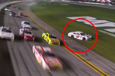 Shane van Gisbergen spins through the tri-oval at Daytona International Speedway.