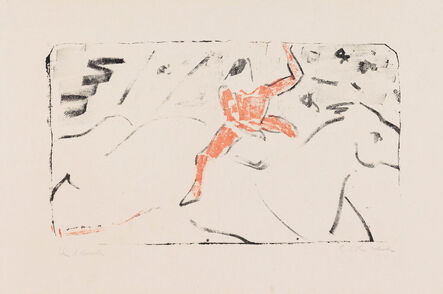 Ernst Ludwig Kirchner, ‘Zirkusreiter auf Schimmel (Jockeyreiter).’, 1909