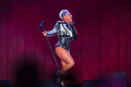 Pink performed at Marvel Stadium in Melbourne.