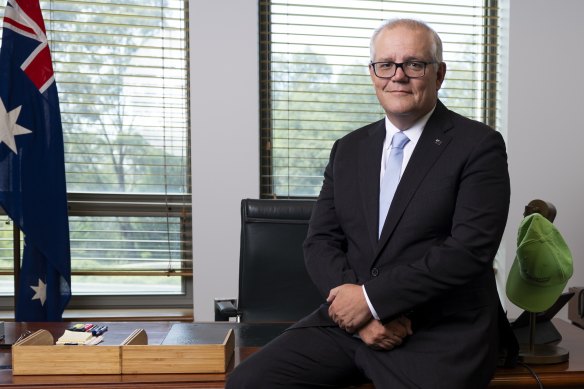 Former prime minister Scott Morrison in his parliament house office on Monday, February 26. 