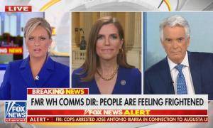 still of Sandra Smith, Nancy Mace, John Roberts; chyron: Fmr WH comms dir: people are feeling frightened