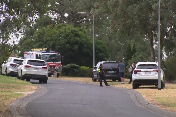 Police at the scene in Warrandyte.