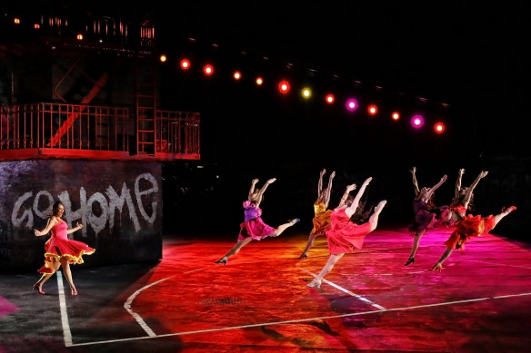 The high-octane choreography requires explosive theatrical energy.