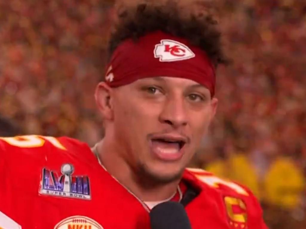 Patrick Mahomes speaks after the game.