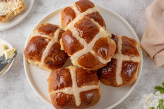 Hot cross bun basics: heat or toast and smother in butter.