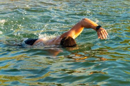 The man about to complete his 1000th consecutive day of swimming in the bay!