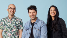 Canva founders Cameron Adams, Cliff Obrecht and Melanie Perkins.