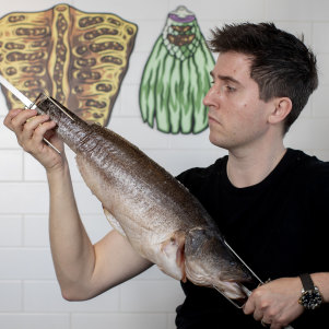 Josh Niland in his Rose Bay restaurant Charcoal Fish, which closes on Sunday.