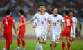 Jay Idzes celebrates scoring for Indonesia in a recent World Cup qualifier against Vietnam in Hanoi.