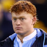 CANBERRA, AUSTRALIA - APRIL 06: Jake Edmed of the Waratahs watches on from the bench during the round seven Super Rugby Pacific match between ACT Brumbies and NSW Waratahs at GIO Stadium, on April 06, 2024, in Canberra, Australia. (Photo by Mark Nolan/Getty Images)