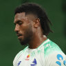 Fijian halfback Frank Lomani leaves the field after being red-carded on Friday evening.