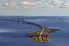 Oresund Bridge with Peberholm artificial island.