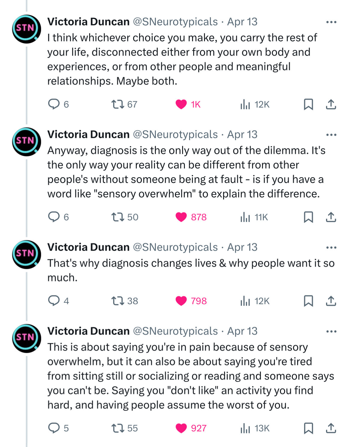 I think whichever choice you make, you carry the rest of your life, disconnected either from your own body and experiences, or from other people and meaningful relationships. Maybe both.  Anyway, diagnosis is the only way out of the dilemma. It's the only way your reality can be different from other people's without someone being at fault - is if you have a word like "sensory overwhelm" to explain the difference.  That's why diagnosis changes lives & why people want it so much.  This is about saying you're in pain because of sensory overwhelm, but it can also be about saying you're tired from sitting still or socializing or reading and someone says you can't be. Saying you "don't like" an activity you find hard, and having people assume the worst of you.