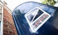 US stock image of a blue postal sidewalk boxes