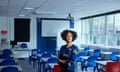 Katharine Birbalsingh, headteacher of Michaela community school, standing in one of her classrooms