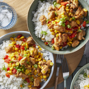 Miso-butter chicken corn hash.