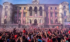 Athletic Club supporters celebrate the club’s Copa del Rey win in the Basque city of Bilbao.