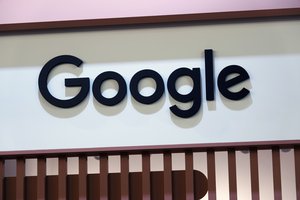 The Google logo is seen at the Vivatech show in Paris, France, June 15, 2022. (AP Photo/Thibault Camus)