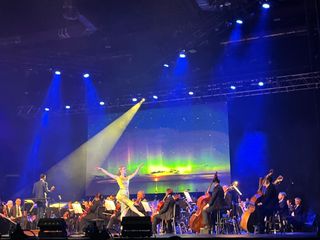 Rochester Philharmonic Orchestra performers and other artists dazzle spectators at the RPO Eclipse Spectacular in Rochester, New York on April 7, 2024.