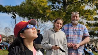 Spectators of the total solar eclipse in Potsdam, NY, April 8