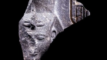 The head of a statue of King Ramses II.