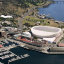 A computer-generated image of the proposed new AFL stadium in Hobart.