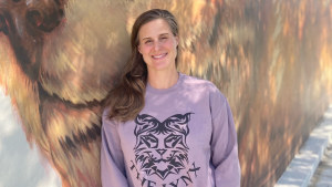 Lauren Groff outside her bookshop, The Lynx, in Gainesville, Florida.