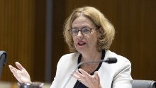 Kristin Stubbins, former PwC Australia acting CEO, during a hearing with the Parliamentary Joint Committee on Corporations and Financial Services, at Parliament House in Canberra on March 5.