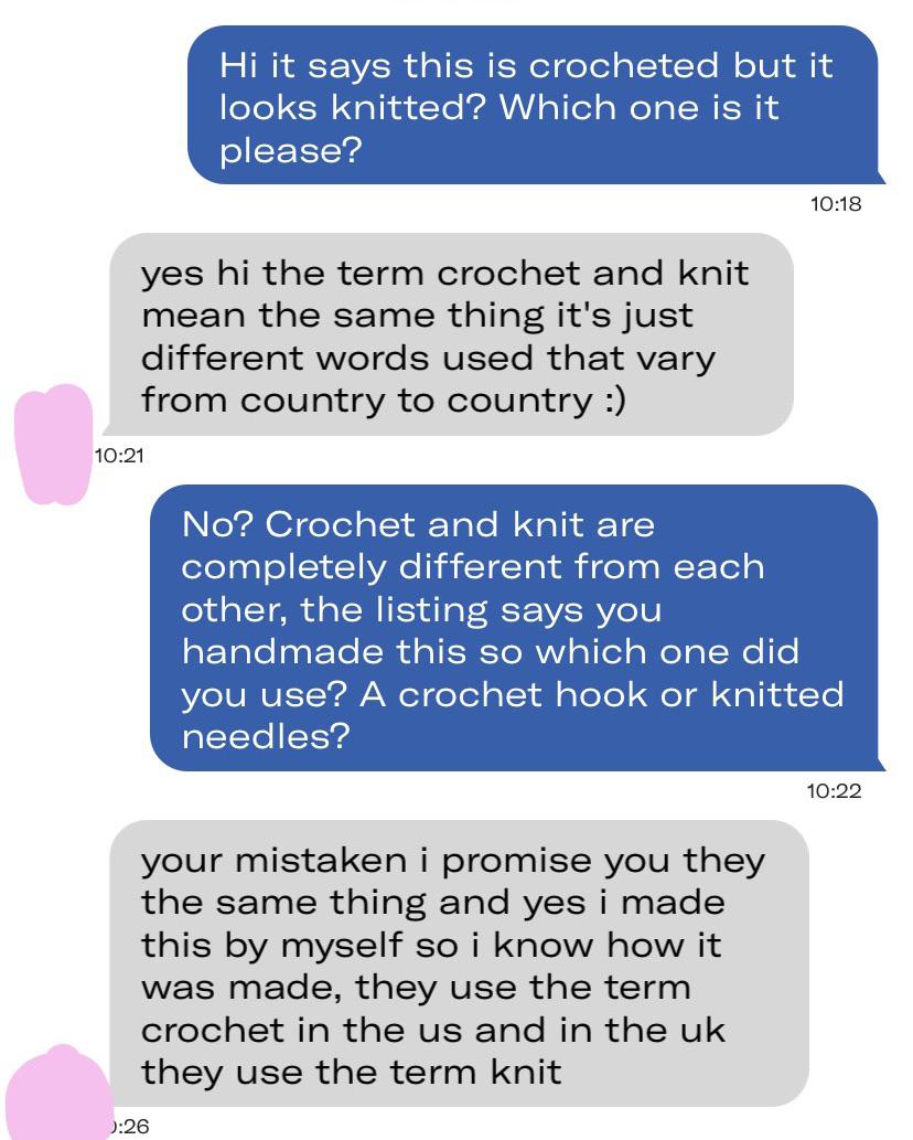 r/confidentlyincorrect - Knitting vs. crocheting