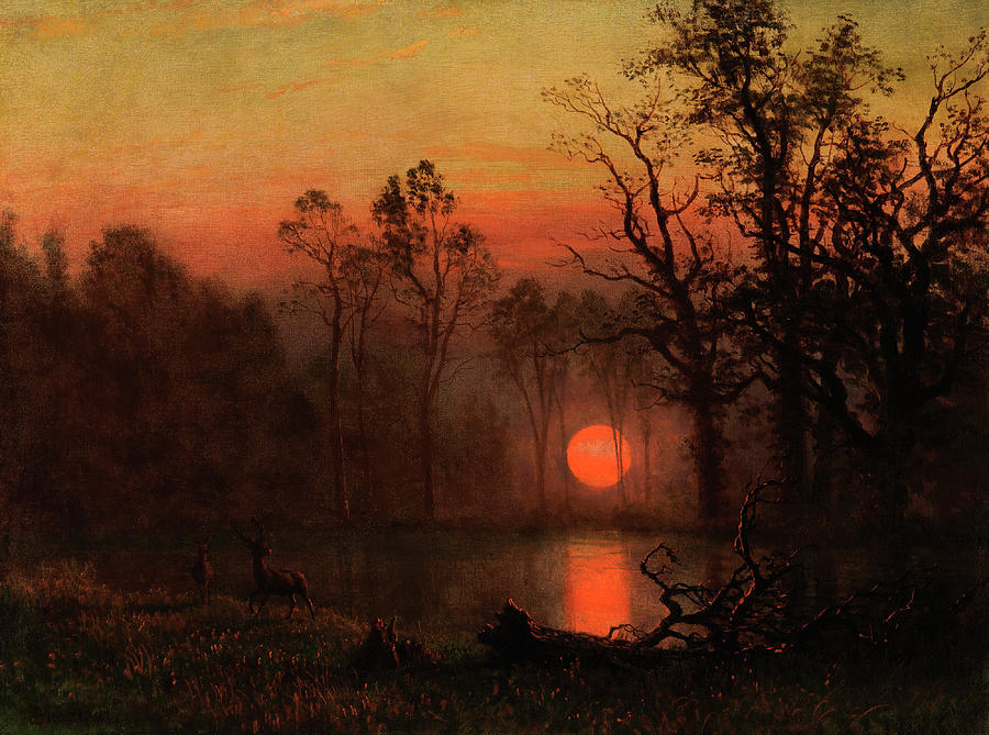 r/Art - Sunset Over the Plains, Albert Bierstadt, oil on canvas, circa 1887