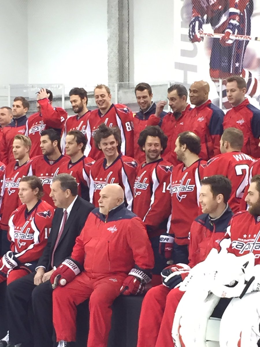 r/hockey - Justin Williams with another classic hairdo for the official team picture. Andre Burakovsky followed suit.