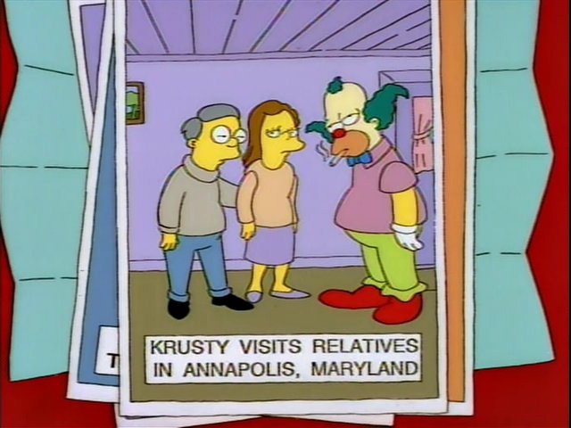 r/TheSimpsons - Krusty visits relatives in Annapolis, Maryland