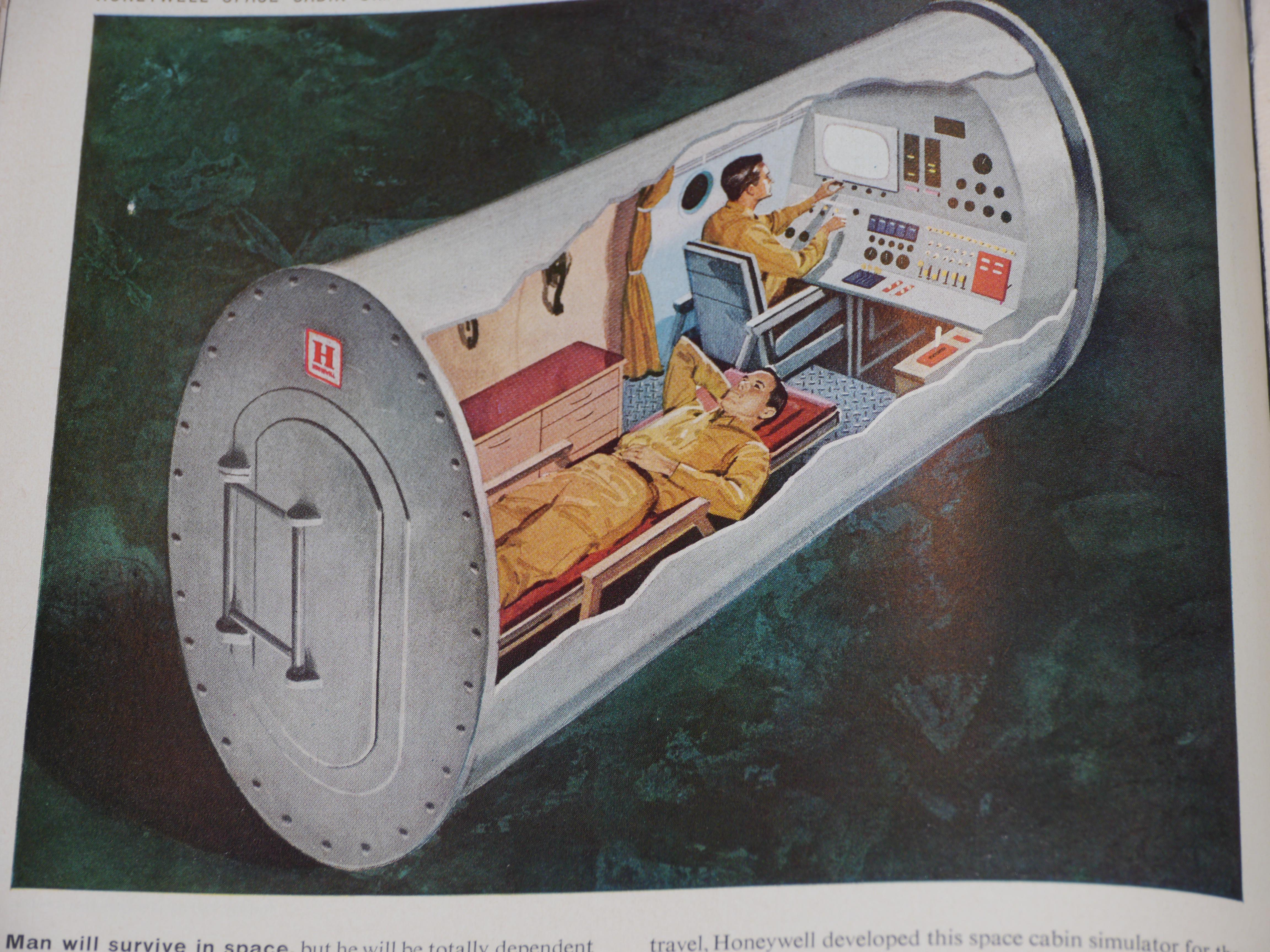 r/RetroFuturism - This is how Popular Electronics saw us living comfortably in space in the future. Sconces.