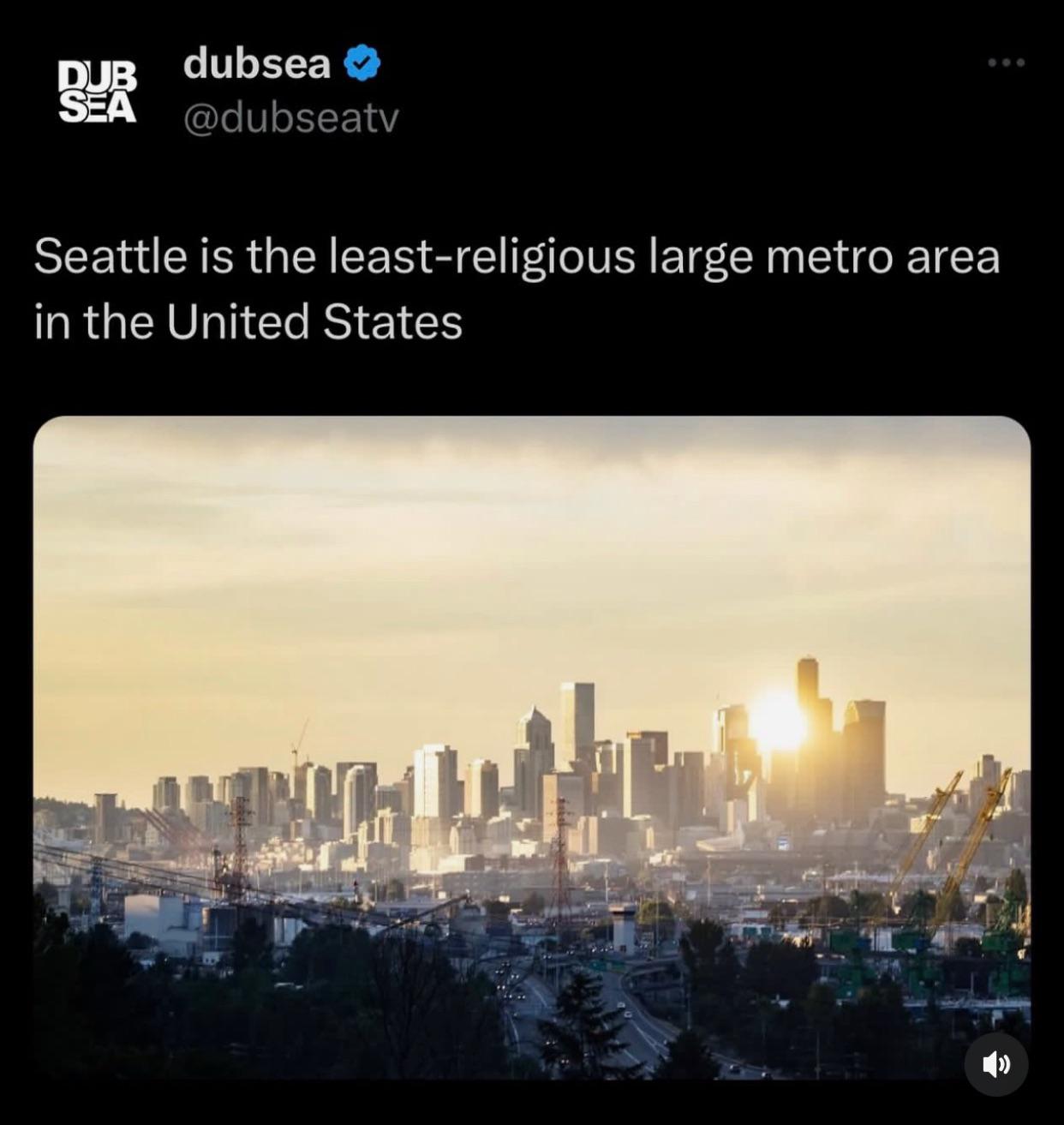 r/Washington - Seattle is the least religious big city in the country