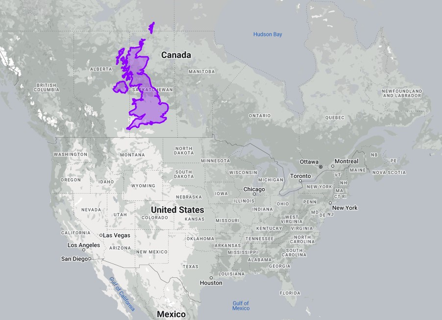 r/unitedkingdom - True size and latitude of UK vs North America