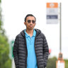 Monash University graduate student Irvan Adistha Putra at a bust stop on Friday.