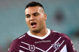 Lloyd Perrett playing for the Sea Eagles in 2019.